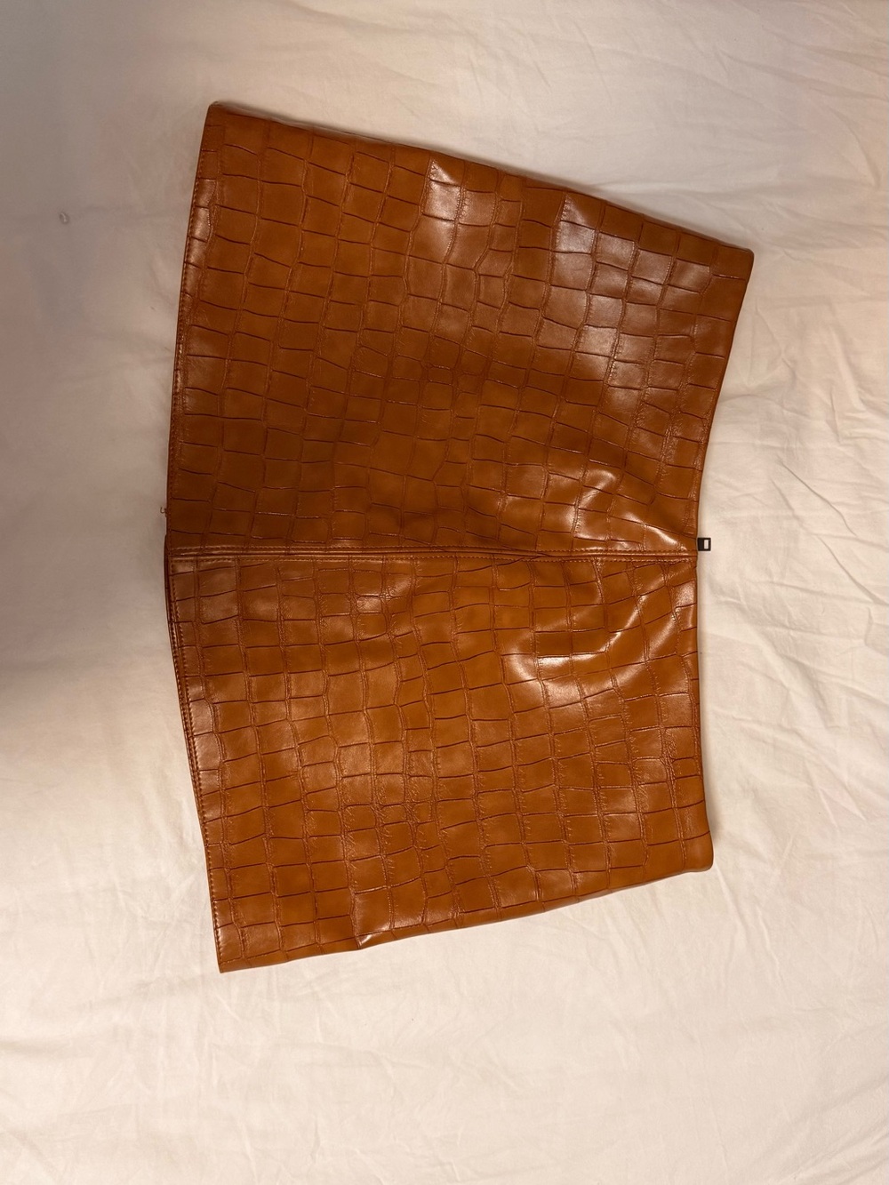H&M Cognac Faux-Croc Mini Skirt